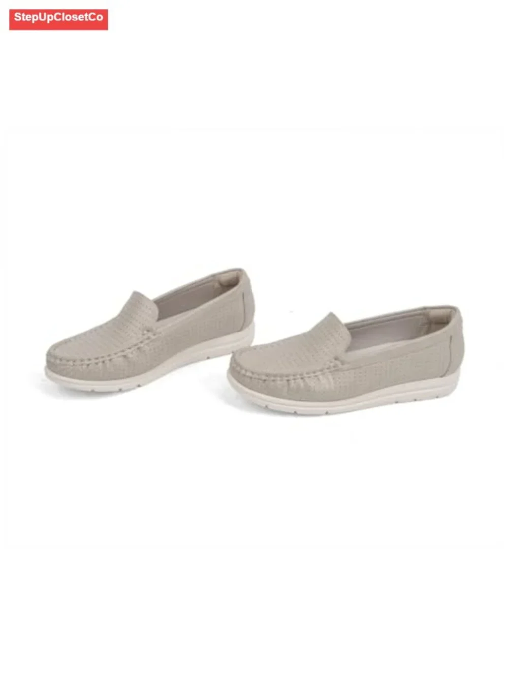 Perforated Faux Leather Loafers Slip-On Women's Driving Walking Shoes
